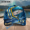 BlueJose Fishing Blue Gold Wave Design Personalized Name Classic 3D Cap Personalized Cap (13 Breeds)