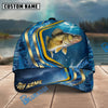 BlueJose Fishing Blue Gold Wave Design Personalized Name Classic 3D Cap Personalized Cap (13 Breeds)