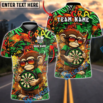 BlueJose Darts Graffiti Monkey Dartboard Street Art Multicolor Options Personalized Name Shirt (4 Colors)