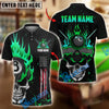 BlueJose Billiards Ball 8 Skull Fire Personalized Name & Team Name Shirt (4 Colors)