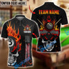 BlueJose Billiards Ball 8 Skull Fire Personalized Name & Team Name Shirt (4 Colors)