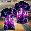 BlueJose Bowling & Pins Thunder Flaming Bowl Customized Name, Team Name 3D Shirt (4 Colors)