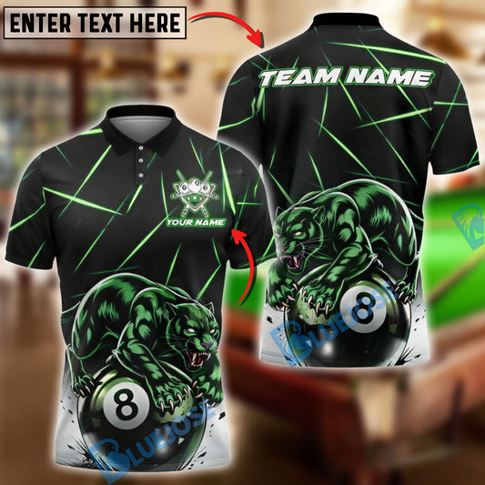 BlueJose Billiards Black Panther Power 8 Ball Customized Name, Team Name 3D Shirt (6 Colors)