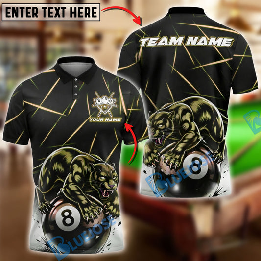 BlueJose Billiards Black Panther Power 8 Ball Customized Name, Team Name 3D Shirt (6 Colors)
