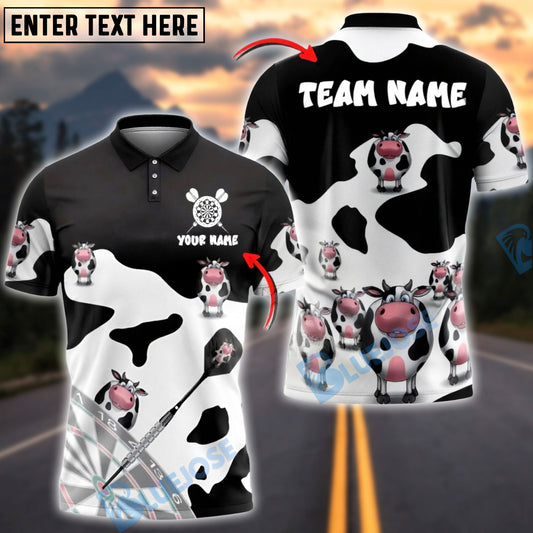 BlueJose Darts Funny Holstein Cow Cartoon Personalized Name Shirt