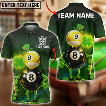BlueJose Billiards Irish St Patrick Lucky Clover 8 Ball 9 Ball Personalized Shirt