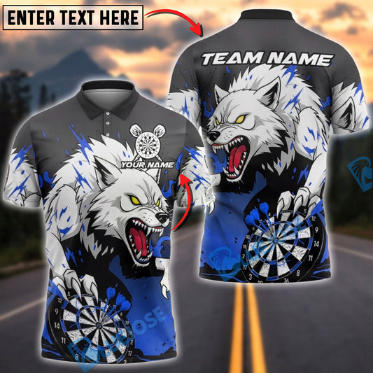 BlueJose Darts Fierce Wolf Dartboard Multicolor Options Personalized Name Shirt (4 Colors)