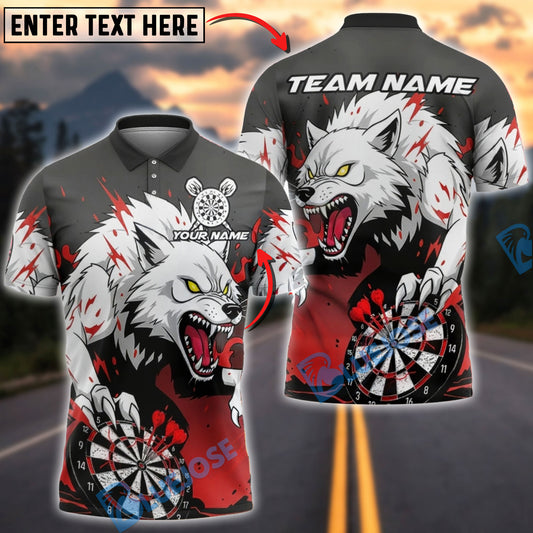 BlueJose Darts Fierce Wolf Dartboard Multicolor Options Personalized Name Shirt (4 Colors)
