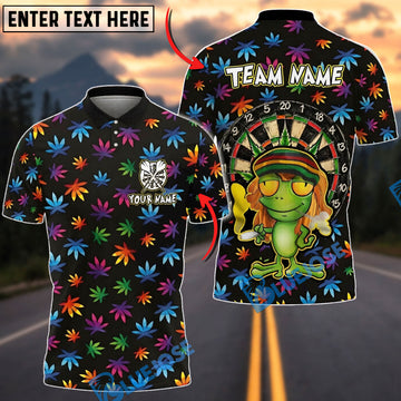 BlueJose Darts Rasta Frog Colorful Leaf Design Personalized Name Shirt