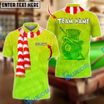 BlueJose Billiards Ball 8 Green Furry Grinch Style Customized Name, Team Name 3D Shirt