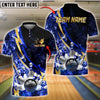 BlueJose Bowling And Pins Lightning Strike Fire Customized Name, Team Name 3D Shirt (4 Colors)