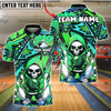 BlueJose Bowling And Pins Neon Skull Hoodie Graffiti Style Customized Name, Team Name 3D Shirt (4 Colors)