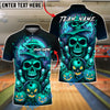 BlueJose Bowling And Pins Halloween Skull Neon Pumpkin Ghost Pins Customized Name, Team Name 3D Shirt (4 Colors)