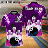 BlueJose Bowling And Pins Cartoon Funny Faces Customized Name, Team Name 3D Shirt (4 Colors)