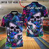 BlueJose Bowling And Pins Skull Wizard Neon Graffiti Ball Spooky Customized Name, Team Name 3D Shirt (4 Colors)