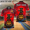 BlueJose Bowling And Pins Scary Teddy Bear Knife Pumpkin Ball Creepy Forest Halloween Customized Name, Team Name 3D Shirt (4 Colors)