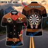 BlueJose Darts Western Fringe Revolver Dartboard Personalized Name, Team Name Unisex Shirt (4 Colors)
