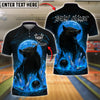 BlueJose Bowling And Pins Fire Wolf Moon Customized Name, Team Name 3D Shirt (4 Colors)