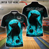 BlueJose Bowling And Pins Fire Wolf Moon Customized Name, Team Name 3D Shirt (4 Colors)