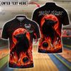 BlueJose Bowling And Pins Fire Wolf Moon Customized Name, Team Name 3D Shirt (4 Colors)