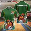 BlueJose Bowling And Pins Turkey Fun Style Customized Name, Team Name 3D Shirt (4 Colors)