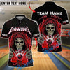 BlueJose Bowling And Pins Skull Lightning Strike Customized Name, Team Name 3D Shirt (4 Colors)