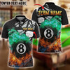 BlueJose Billiards 8-Ball Pool Double Flame Personalized Name Shirt (4 Colors)