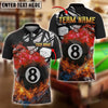 BlueJose Billiards 8-Ball Pool Double Flame Personalized Name Shirt (4 Colors)