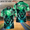 BlueJose Bowling And Pins Fire Wolf Magic Customized Name, Team Name 3D Shirt (4 Colors)