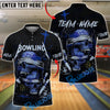 BlueJose Bowling And Pins Skull Helmet Blood Horror Customized Name, Team Name 3D Shirt (4 Colors)