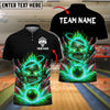 BlueJose Bowling Fire Skull and Pins Customized Name, Team Name 3D Shirt (4 Colors)