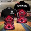 BlueJose Bowling Fire Skull and Pins Customized Name, Team Name 3D Shirt (4 Colors)