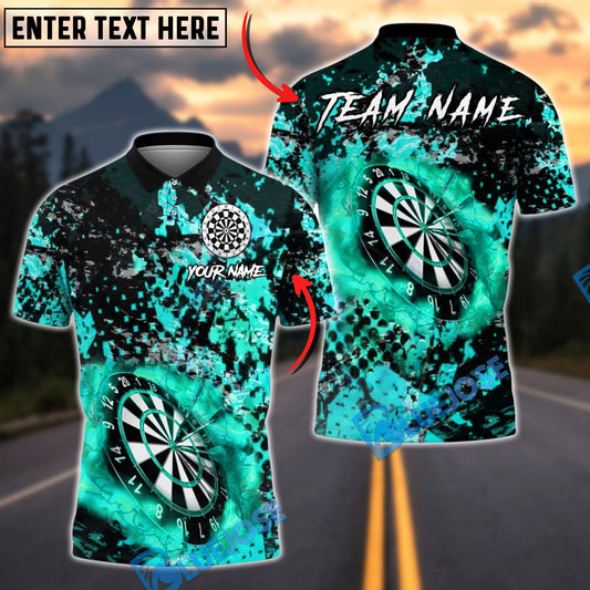 BlueJose Darts Black Grunge Dartboard Personalized Name, Team Name Unisex Shirt (4 Colors)