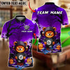 BlueJose Billiards 8 Ball Halloween Bear Pumpkin Personalized Name, Team Name Unisex Shirt (4 Colors)