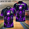 BlueJose Bowling And Pins Flaming Eagle Skull Fireball Customized Name, Team Name 3D Shirt (4 Colors)