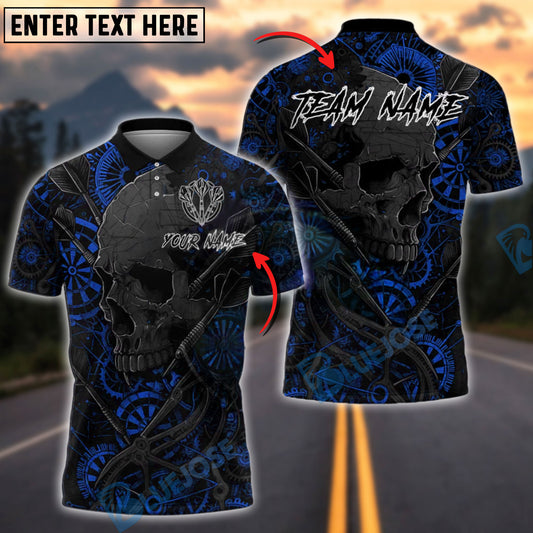 BlueJose Darts Skull Mechanical Gears Customized Name, Team Name 3D Shirt (4 Colors)