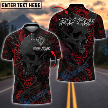BlueJose Darts Skull Mechanical Gears Customized Name, Team Name 3D Shirt (4 Colors)