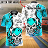 BlueJose Bowling And Pins Skull Fire Fun Customized Name, Team Name 3D Shirt (4 Colors)