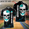 BlueJose Bowling And Pins Skull & Purple Grunge Design Customized Name, Team Name 3D Shirt (4 Colors)