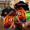 BlueJose Billiards Ball 8 Flame Rocket Personalized Name Shirt (4 Colors)