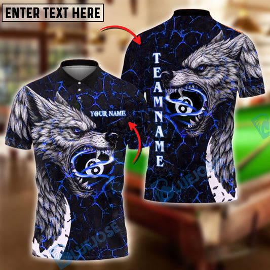 BlueJose Billiards Ball 8 Fierce Magma Wolf Personalized Name Shirt (4 Colors)