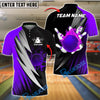 BlueJose Bowling Splashing Ball & Strike Effect Customized Name, Team Name 3D Shirt (4 Colors)
