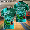 BlueJose Bowling And Pins Funny Shark Unicorn Float Bowling Party Neon Style Customized Name, Team Name 3D Shirt (4 Colors)