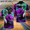 BlueJose Bowling And Pins Toxic Monster Skull Flame Customized Name, Team Name 3D Shirt (4 Colors)