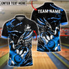 BlueJose Bowling And Pins Dragon Fire Strike Customized Name, Team Name 3D Shirt (4 Colors)