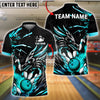 BlueJose Bowling And Pins Dragon Fire Strike Customized Name, Team Name 3D Shirt (4 Colors)
