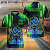 BlueJose Bowling Neon Cartoon Ball Cyber Glow Customized Name, Team Name 3D Shirt (4 Colors)