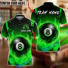 BlueJose Billiards 8 Ball Big Fire Flame Personalized Name, Team Name Unisex Shirt (4 Colors)
