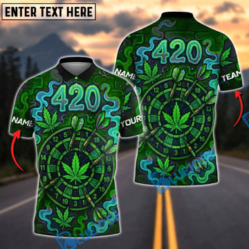 BlueJose Darts 420 Neon Cannabis Dartboard Glow Personalized Name, Team Name Unisex Shirt (4 Colors)