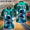 BlueJose Bowling And Pins Astronaut Neon Middle Finger Customized Name, Team Name 3D Shirt (4 Colors)
